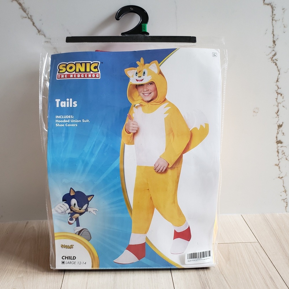 Sonic the Hedgehog Tails Costume Kids Large Yellow Jumpsuit Spirit Halloween